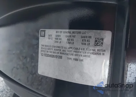 2013 Chevrolet Corvette z USA, uszkodzony, nr VIN 1G1YE3DW6D5101288